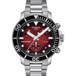 Tissot Seastar 1000 Chronograph Red Dial Silver Steel Strap Watch For Men - T120.417.11.421.00