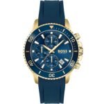 Hugo Boss Admiral Chronograph Blue Dial Blue Rubber SIlicon Strap Watch for Men - 1513965