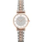 Emporio Armani Gianni T Bar White Dial Two Tone Steel Strap Watch For Women - AR1926