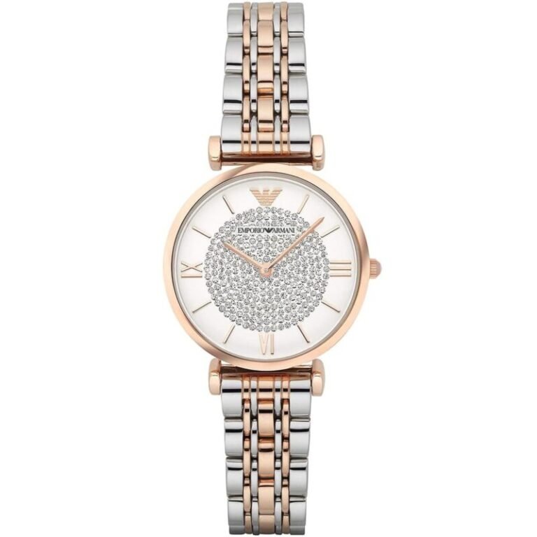 Emporio Armani Gianni T Bar White Dial Two Tone Steel Strap Watch For Women - AR1926