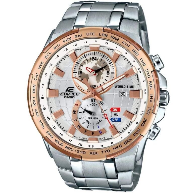 Casio Edifice Chronograph Watch for Men White Dial with Silver Stainless steel Strap EFR-550D-7AV