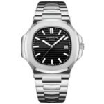 Patek Philippe Nautilus – Black Dial – Silver Stainless Steel Bracelet – Japanese Automatic