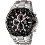 Casio Edifice Chronograph Watch for Men Black Dial with Silver Stainless steel Strap EF-539D-1AV