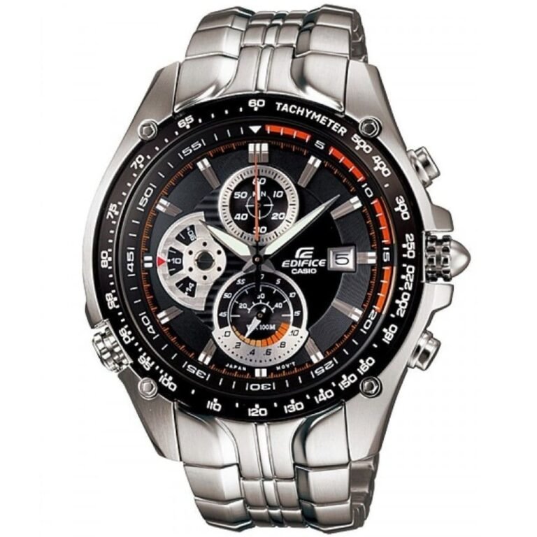 Casio Edifice Chronograph Watch for Men Black Dial with Silver Stainless steel Strap EF-543D-1AV