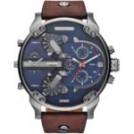 Diesel Mr Daddy Chronograph Blue Dial Brown Leather Strap Watch For Men - DZ7314