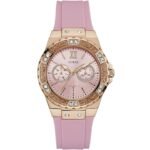 Guess Rose Gold Dial with Diamonds Pink Rubber Strap Watch For Women - W1053L3