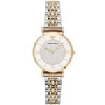 Emporio Armani Gianni T Bar Analog White Dial Two Tone Steel Strap Watch For Women - AR2076