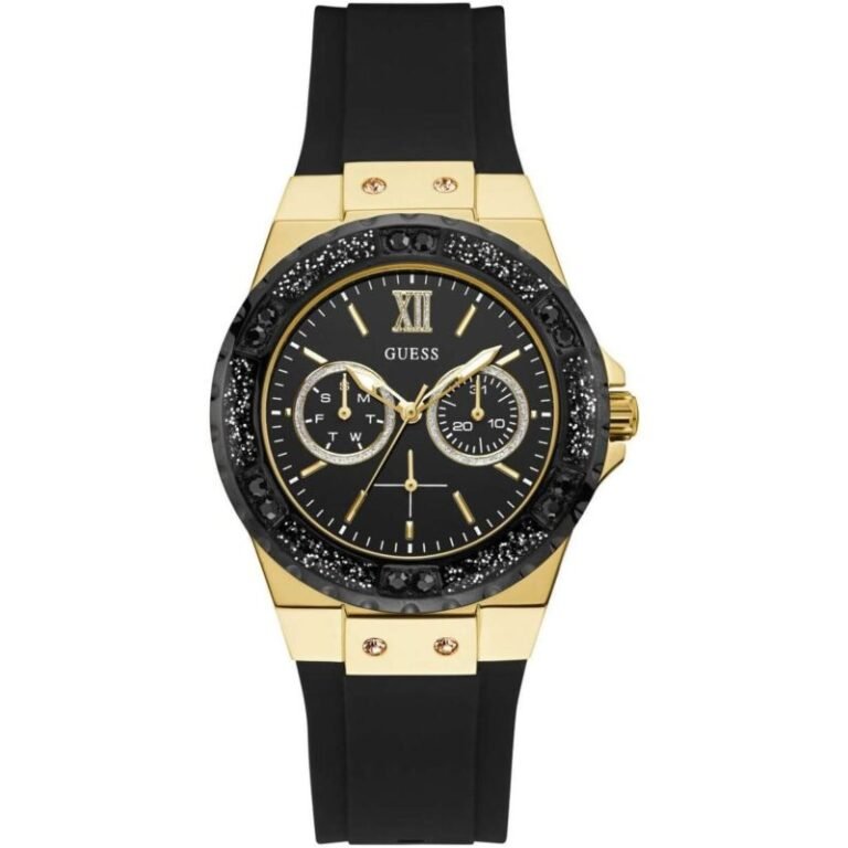 Guess Black Dial Black Rubber Strap Watch For Women - W1053L7