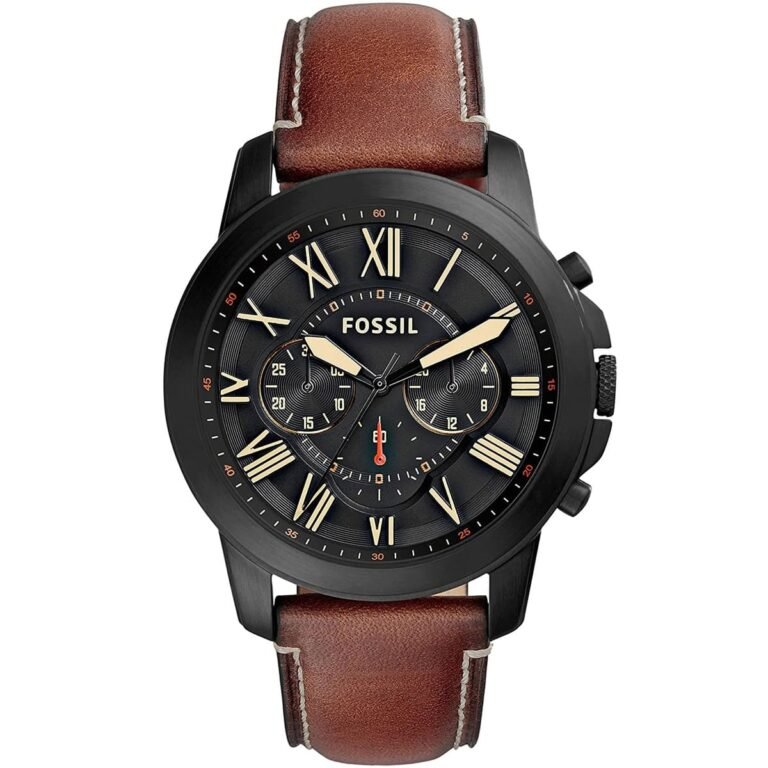 Fossil Grant Chronograph Black Dial Brown Leather Strap Watch for Men - FS5241