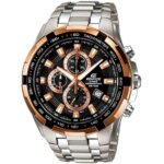 Casio Edifice Chronograph Watch for Men Black Dial with Silver Stainless steel Strap EF-539D-1A5