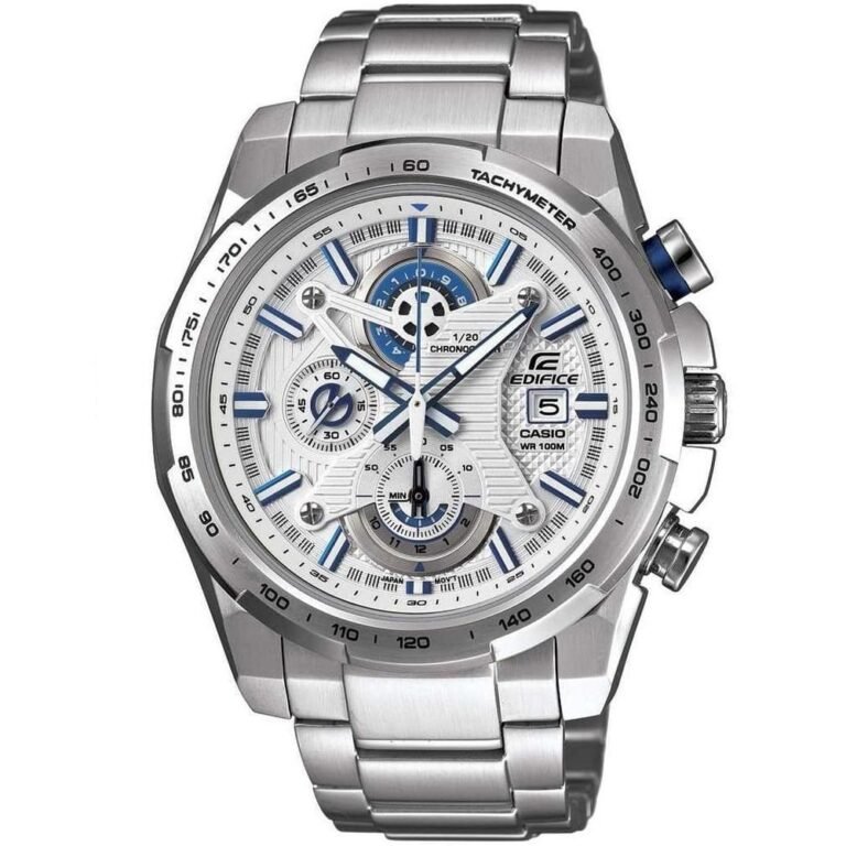 Casio Edifice Chronograph Watch for Men White Dial with Silver Stainless steel Strap EFR-523D-7AV