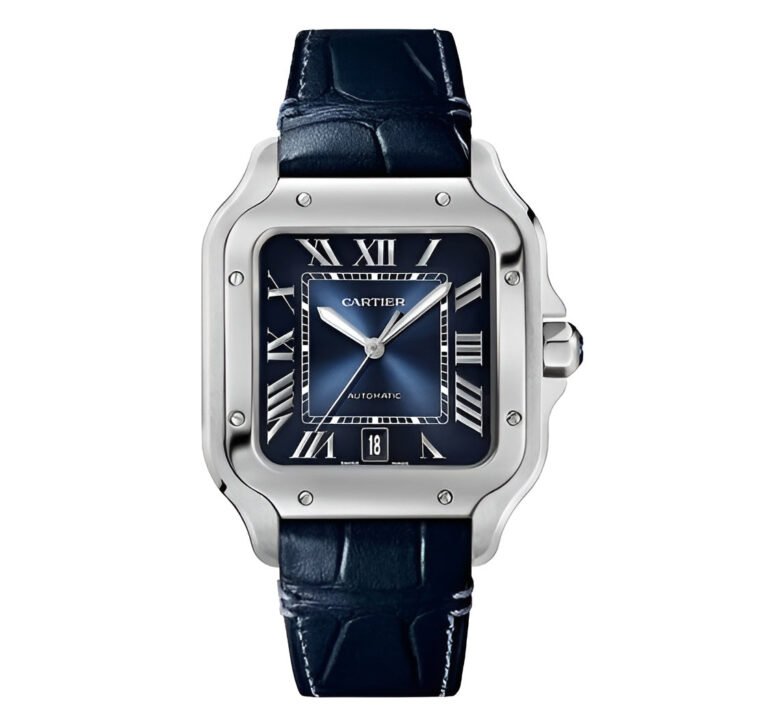 Cartier Santos Men's leather strap Blue Dial 40mm