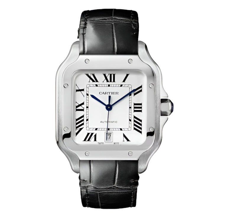 Cartier Santos Men's leather strap White Dial 40mm