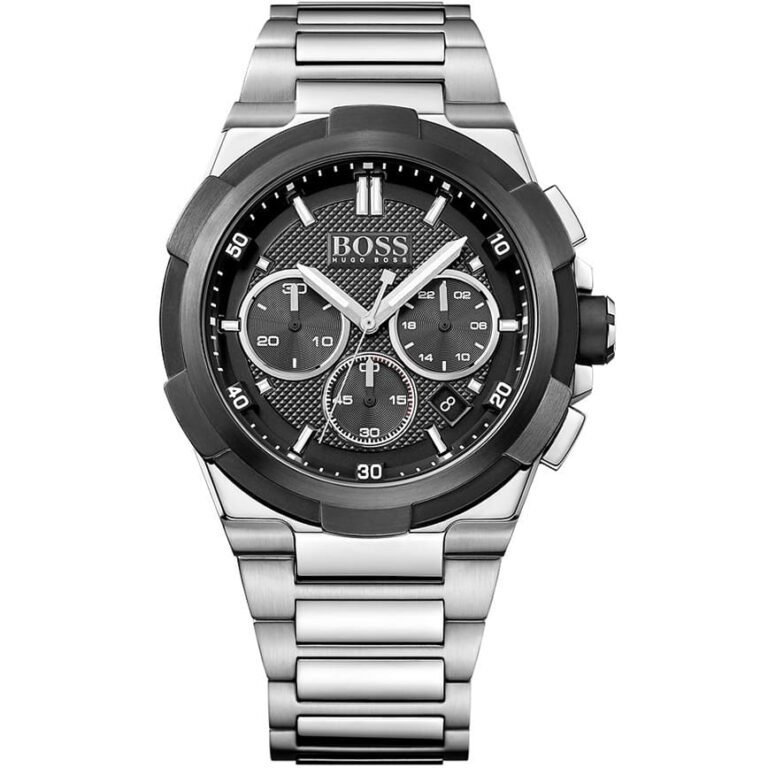 Hugo Boss Supernova Chronograph Black Dial Silver Steel Strap Watch for Men - 1513359