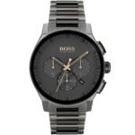 Hugo Boss Peak Chronograph Black Dial Black Steel Strap Watch for Men - 1513814