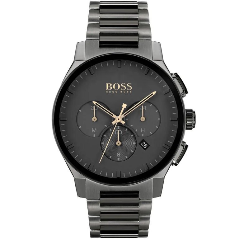 Hugo Boss Peak Chronograph Black Dial Black Steel Strap Watch for Men - 1513814