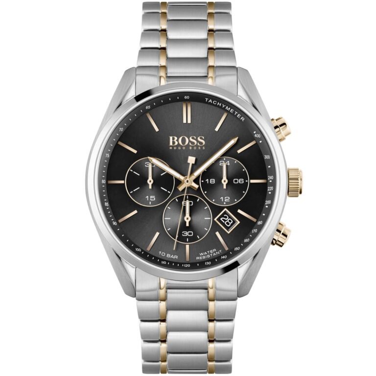 Hugo Boss Champion Chronograph Black Dial Two Tone Steel Strap Watch for Men - 1513819