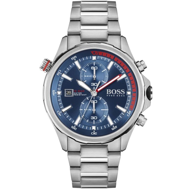 Hugo Boss Globetrotter Chronograph Blue Dial Silver Steel Strap Watch for Men - 1513823