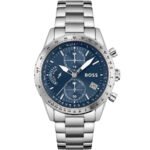 Hugo Boss Pilot Chronograph Blue Dial Silver Steel Strap Watch for Men - 1513850