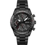 Hugo Boss Pilot Edition Chronograph Black Dial Black Steel Strap Watch for Men - 1513854