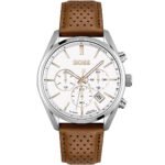 Hugo Boss Champion Chronograph White Dial Brown Leather Strap Watch for Men - 1513879