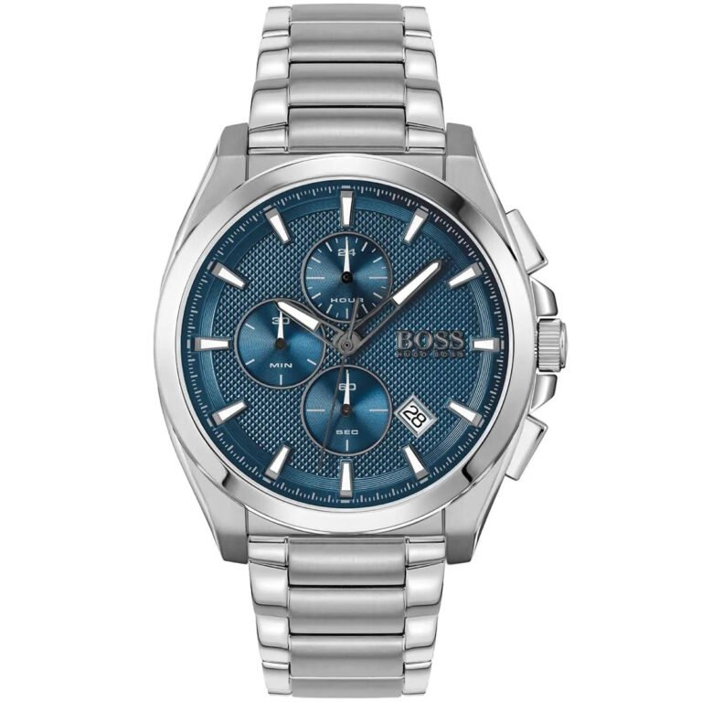 Hugo Boss Grandmaster Chronograph Blue Dial Silver Steel Strap Watch for Men - 1513884