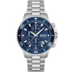 Hugo Boss Admiral Chronograph Blue Dial Silver Steel Strap Watch for Men - 1513907