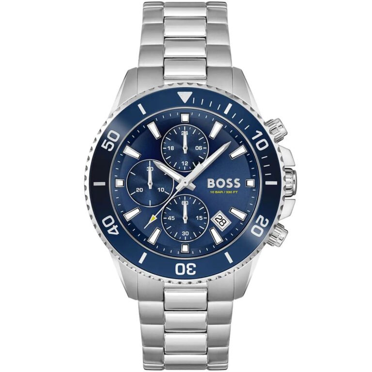 Hugo Boss Admiral Chronograph Blue Dial Silver Steel Strap Watch for Men - 1513907