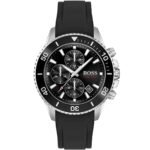 Hugo Boss Admiral Chronograph Black Dial Black Silicone Strap Watch for Men - 1513912