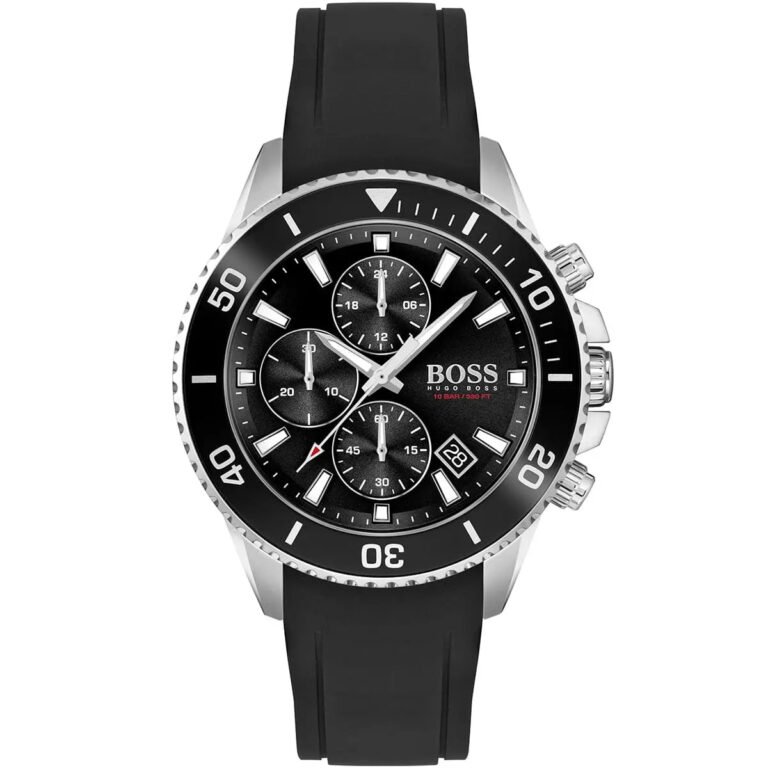 Hugo Boss Admiral Chronograph Black Dial Black Silicone Strap Watch for Men - 1513912