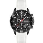 Hugo Boss Admiral Chronograph Black Dial White Rubber Strap Watch for Men - 1513966