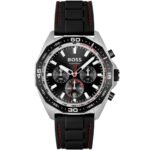 Hugo Boss Energy Chronograph Black Dial Black Silicon Strap Watch For Men - 1513969