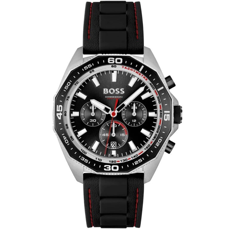 Hugo Boss Energy Chronograph Black Dial Black Silicon Strap Watch For Men - 1513969