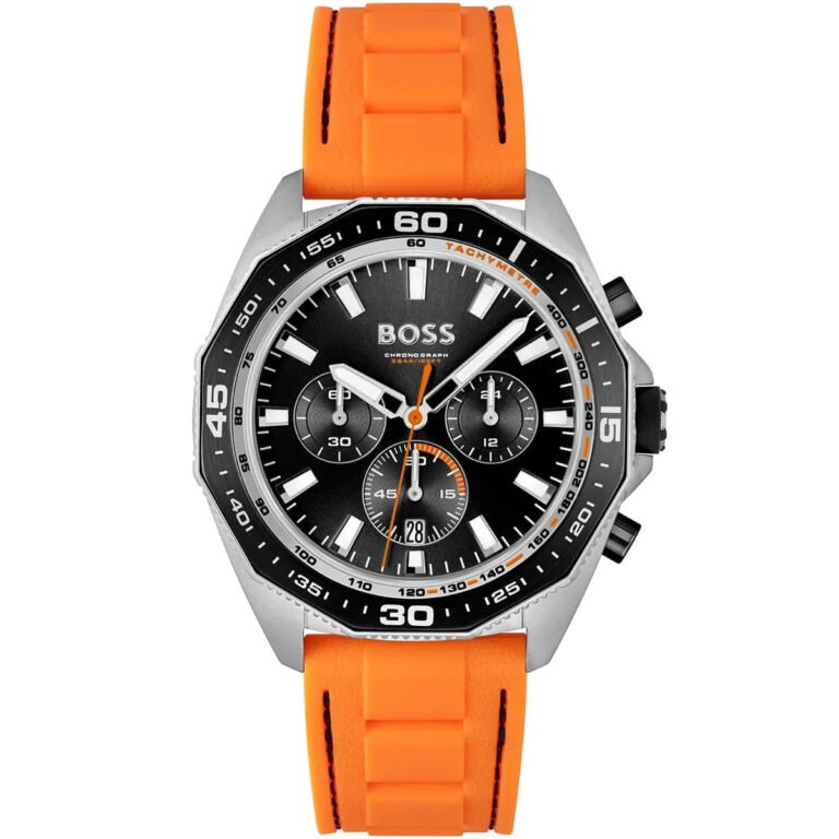 Hugo Boss Energy Chronograph Black Dial Orange Rubber Strap Watch For Men - 1513970