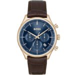 Men's wristwatch with leather strap from Hugo Boss with quartz technology - 1514050