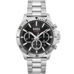 Hugo Boss Troper Chronograph Black Dial Silver Steel Strap Watch For Men - 1514057