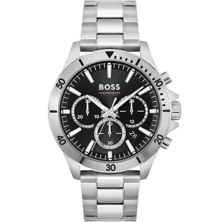 Hugo Boss Troper Chronograph Black Dial Silver Steel Strap Watch For Men - 1514057
