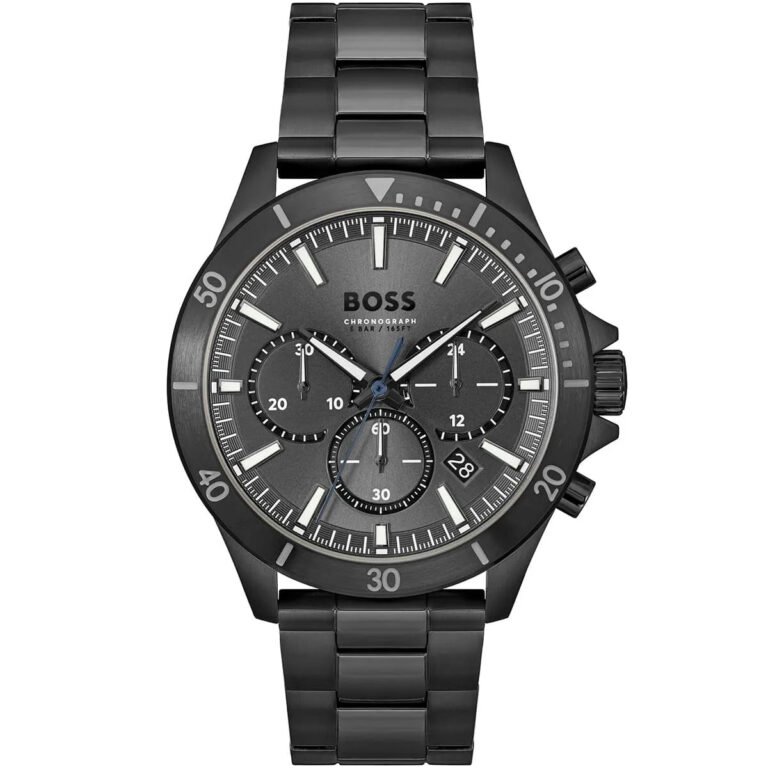 Hugo Boss Troper Chronograph Grey Dial Grey Steel Strap Watch For Men - 1514058