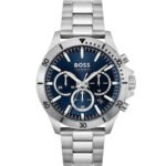 Hugo Boss Troper Chronograph Blue Dial Silver Steel Strap Watch For Men - 1514069