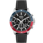 Hugo Boss Troper Chronograph Black Dial Black Leather Strap Watch For Men - 1514099