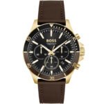 Hugo Boss Troper Chronograph Black Dial Brown Leather Strap Watch For Men - 1514100