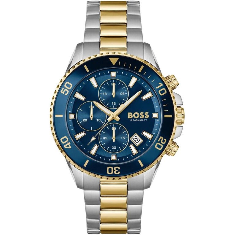 Hugo Boss Admiral Chronograph Blue Dial Two Tone Steel Strap Watch for Men - 1514257