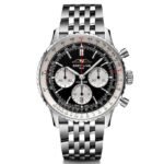 Breitling Navitimer B01 Chronograph 43 Black Dial Silver Steel Strap Watch for Men - AB0138211B1A1