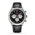 Breitling Navitimer B01 Chronograph 43 Black Dial Black Leather Strap Watch for Men - AB0137211B1P1