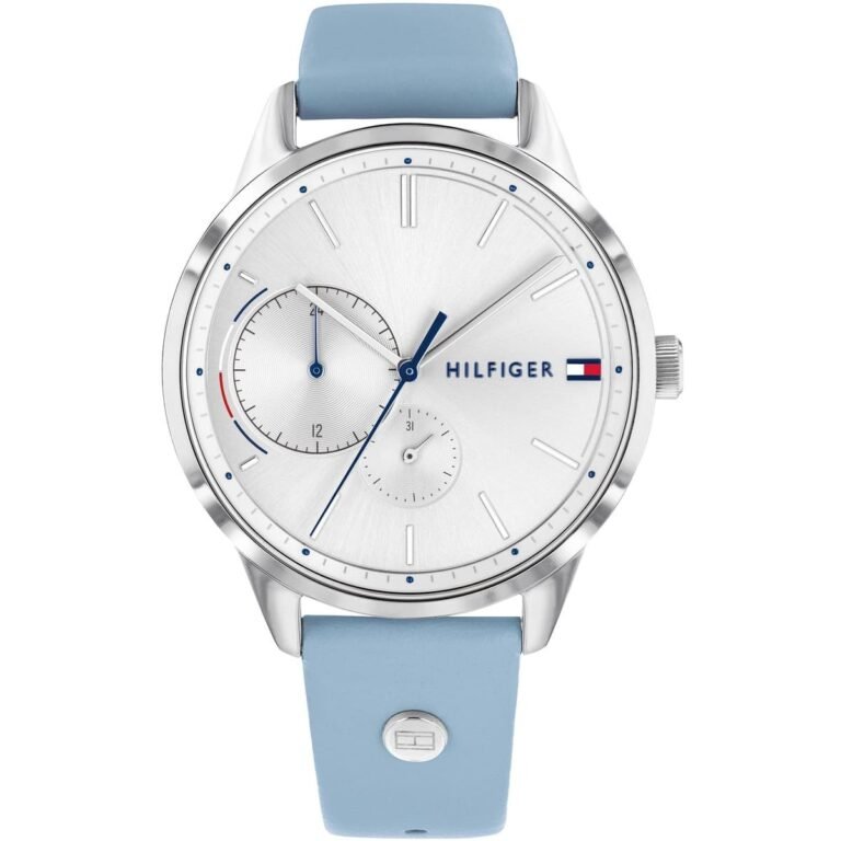 Tommy Hilfiger Brooke Silver Dial Blue Leather Strap Watch for Women - 1782023