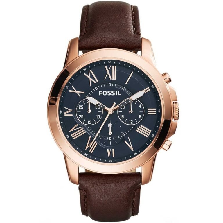Fossil Grant Chronograph Blue Dial Brown Leather Strap Watch for Men - FS5068