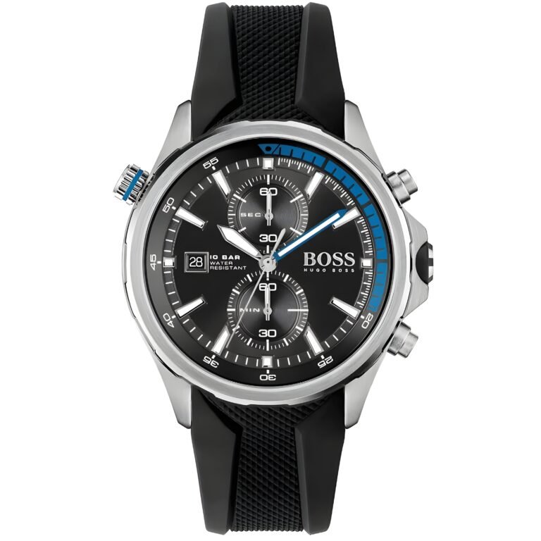 Hugo Boss Globetrotter Chronograph Black Dial Black Silicone Strap Watch for Men - 1513820