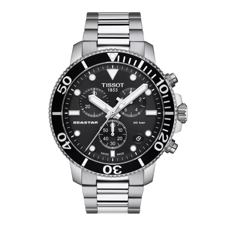Tissot Seastar 1000 Chronograph Black Dial Silver Steel Strap Watch For Men - T120.417.11.051.00