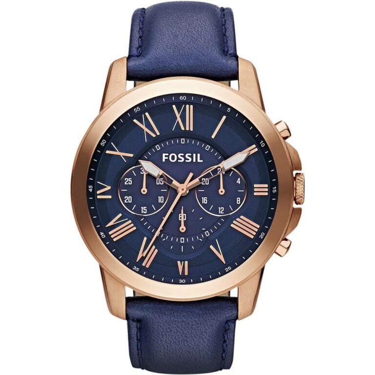 Fossil Grant Chronograph Blue Dial Blue Leather Strap Watch for Men - FS4835