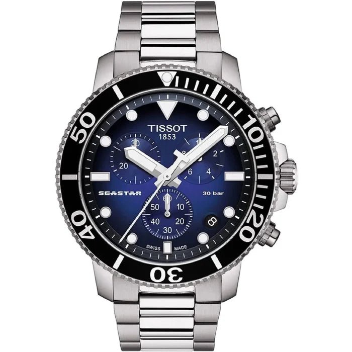 Tissot Mens Seastar Ceramic Sport Watch, Silver, Quartz Movement